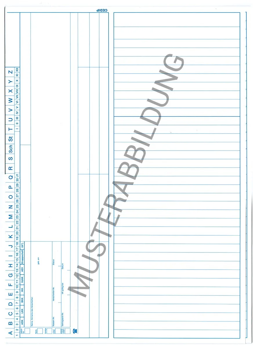 Documed 4 im praktischen DIN A4 Format, ideal für die Dokumentation in der Arztpraxis. Diese gebrauchsfertigen, gefalteten Blätter sind in einem klassischen Weiß gehalten und kommen in einer Verpackungseinheit von 200 Stück.