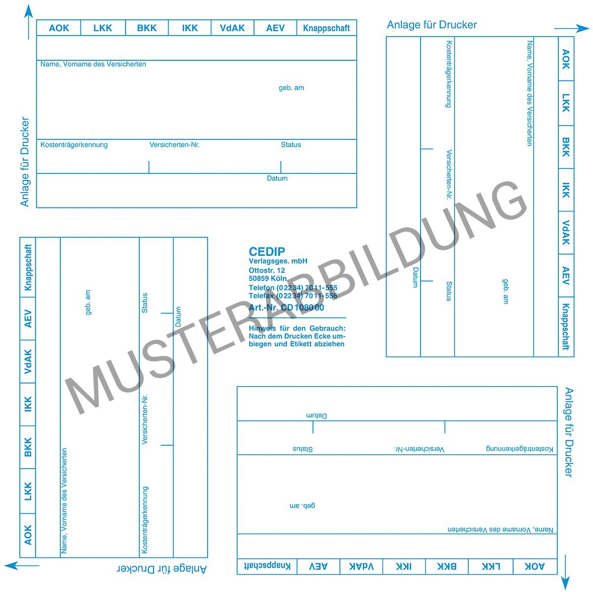 Pers.feldetik. 4er-Bl. 500 Stck.