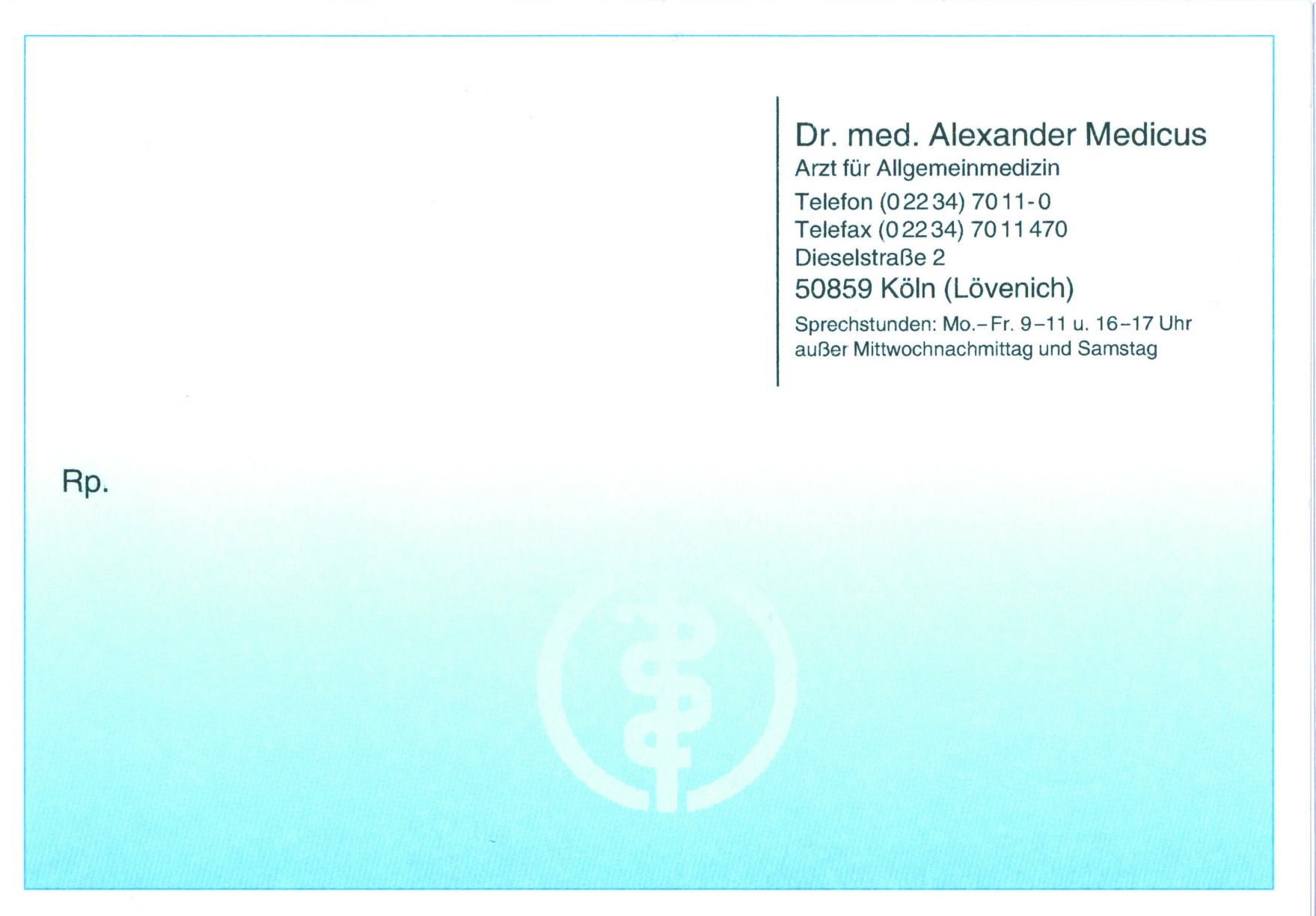 Die Privatrezepte der Serie Blau im Format DIN A6 quer sind praktische Abreißblöcke mit einem ansprechenden Farbverlauf. Sie sind einseitig, zweifarbig in Blau und Schwarz bedruckt und beinhalten Informationen der Arztpraxis.