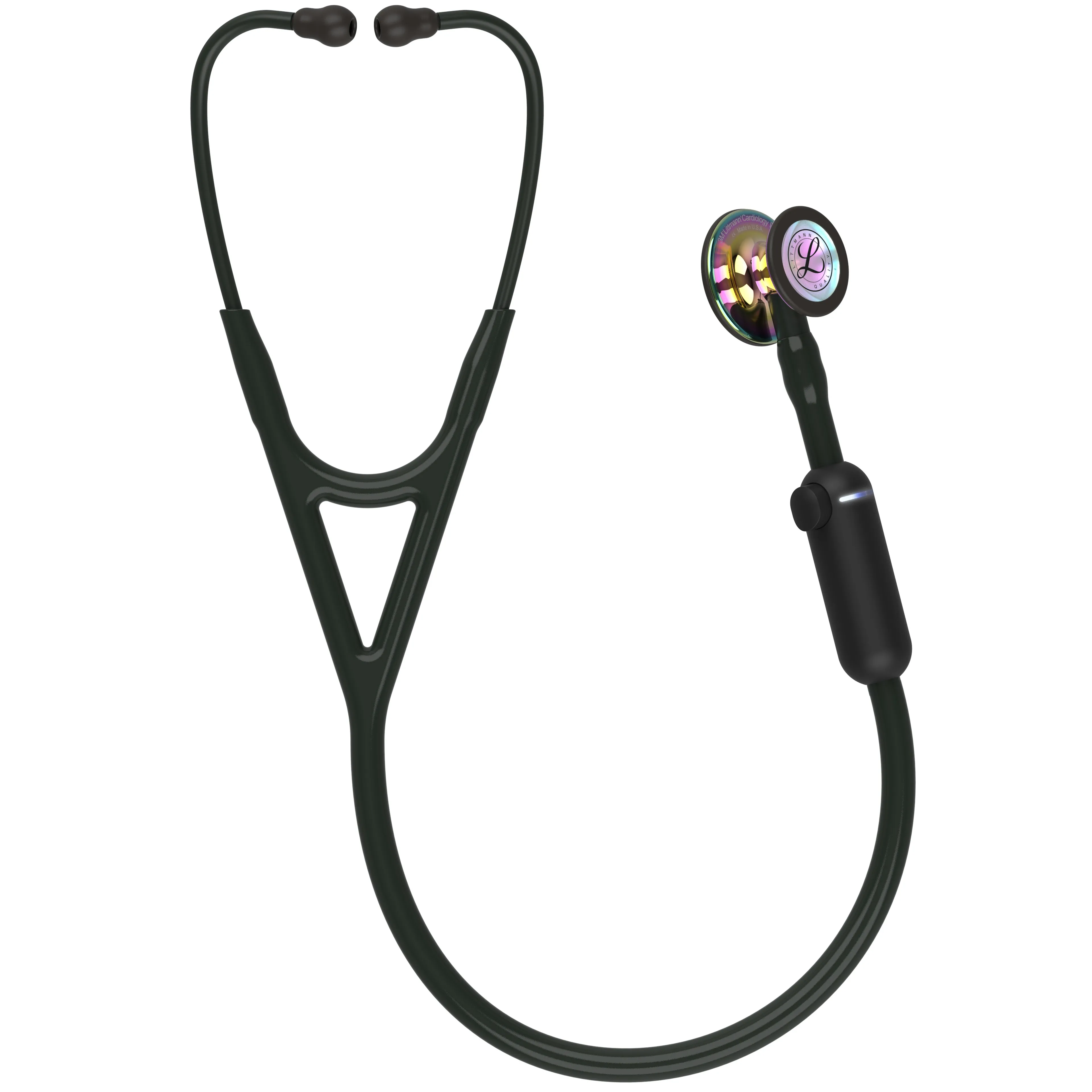Digital-Stethoskop mit Cardiology-Niveau-Akustik, aktiver Geräuschunterdrückung und kabelloser Echtzeitvisualisierung.