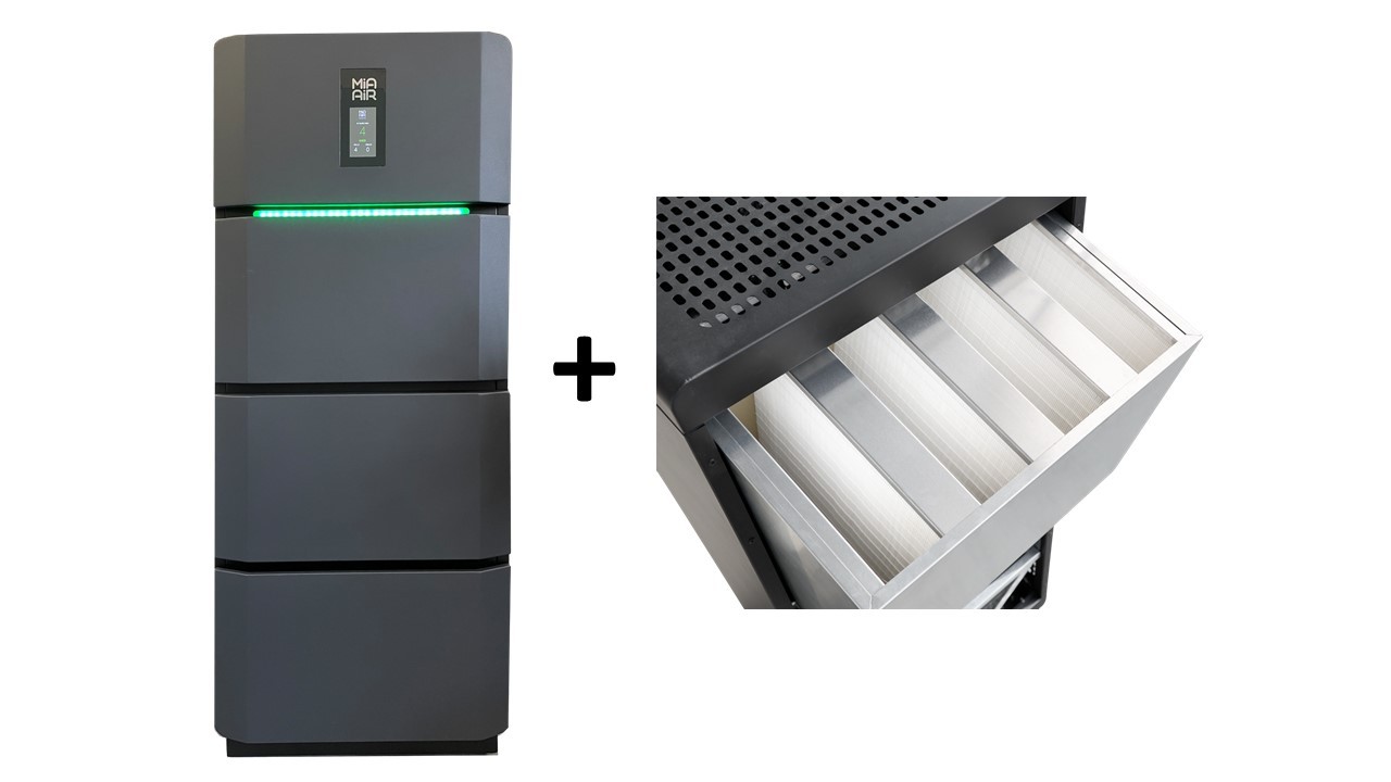 Starter Set: Luftreiniger MIA AIR Tower AP 107 inkl. Ersatzfilterset