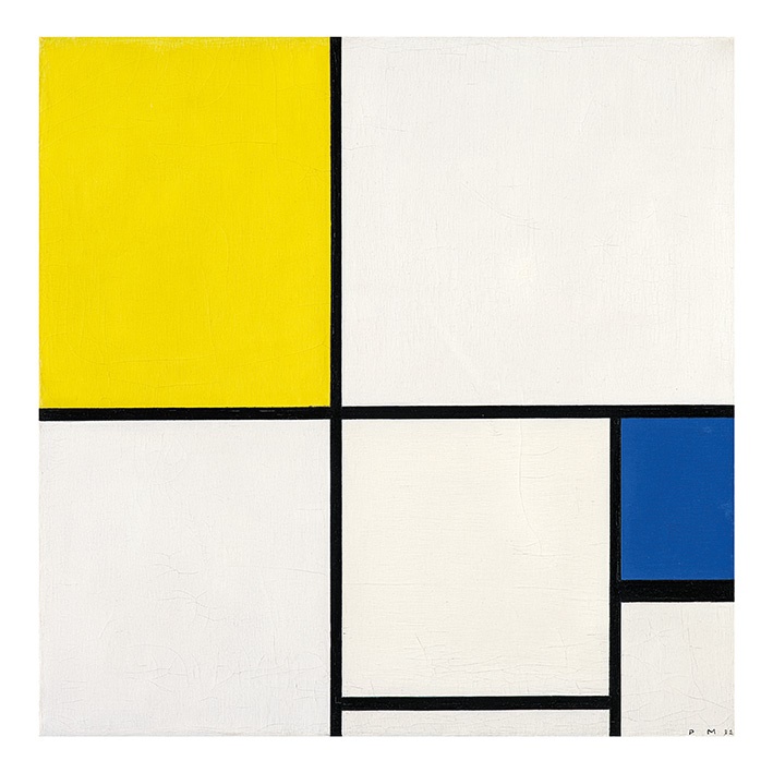 Mondrian, Komposition mit Blau und Gelb