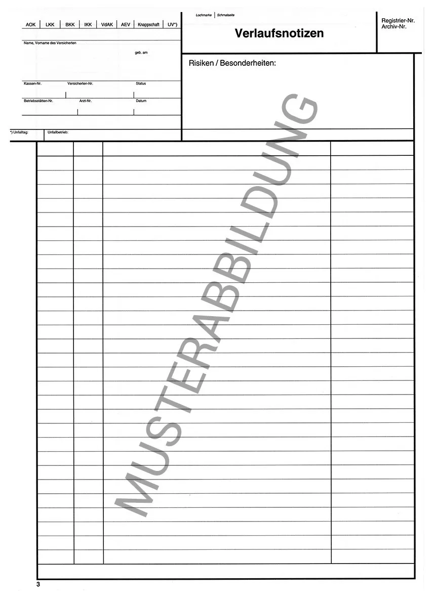 Praktische Notizbögen im DIN A4 Format, ideal zum Einlegen oder Heften in Ihre Karteimappe. Die zweiseitig bedruckten, weißen Bögen bieten ausreichend Platz für Ihre Anmerkungen und Dokumentationen.
