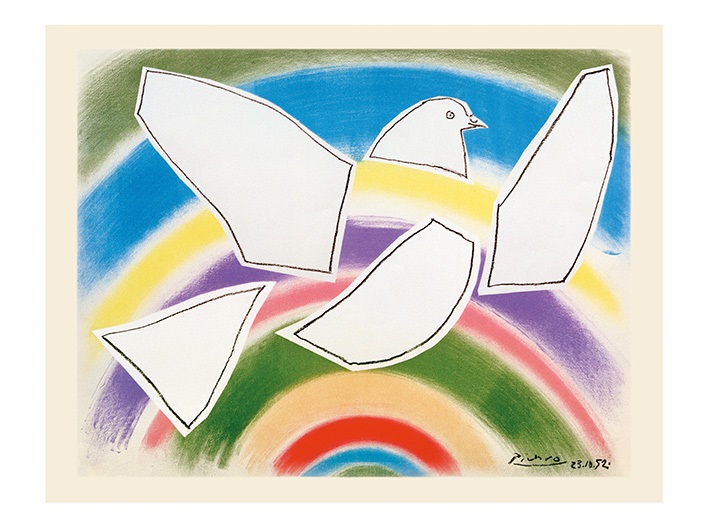 Picasso, Fliegende Taube im Regenbogen (Friedenstaube)