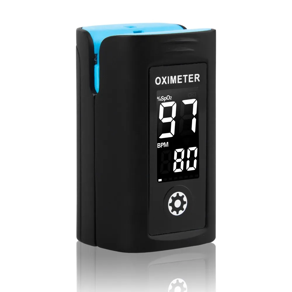 Schwarzer Pulsoximeter mit Display.