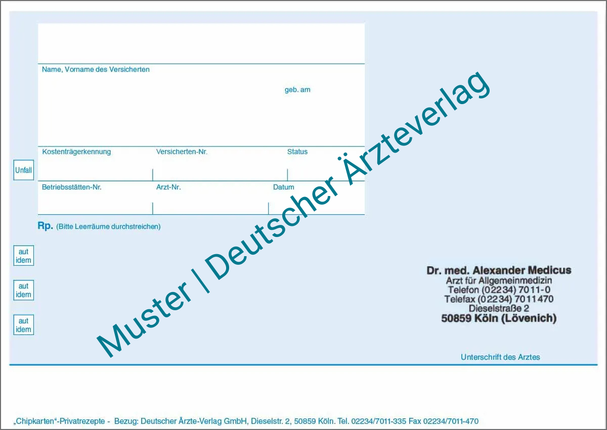 Chipkarten-Privatrezepte (lose)