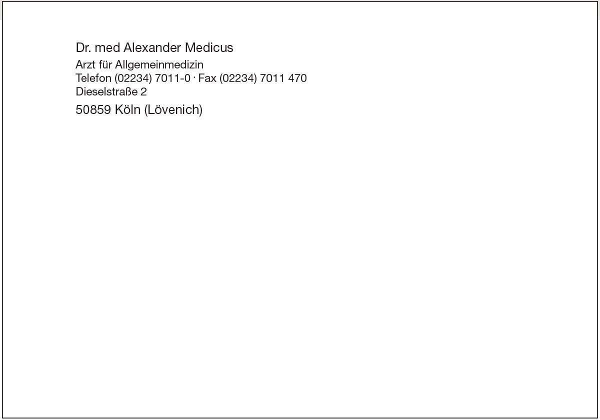 Die selbstklebenden Briefumschläge mit Haftstreifen bieten eine praktische Lösung für den Versand in Ihrer Praxis mit Informationen der Arztpraxis.