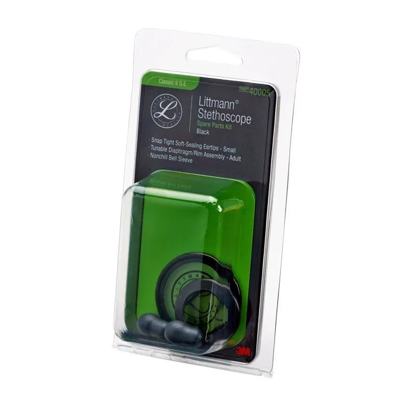 Ersatzteil-Set in grau für Littmann Classic II S.E. mit Dual-Frequency-Membran, Kälteschutzring, weichen Ohroliven und Ringen in Schwarz oder Grau für schnelle Reparaturen.