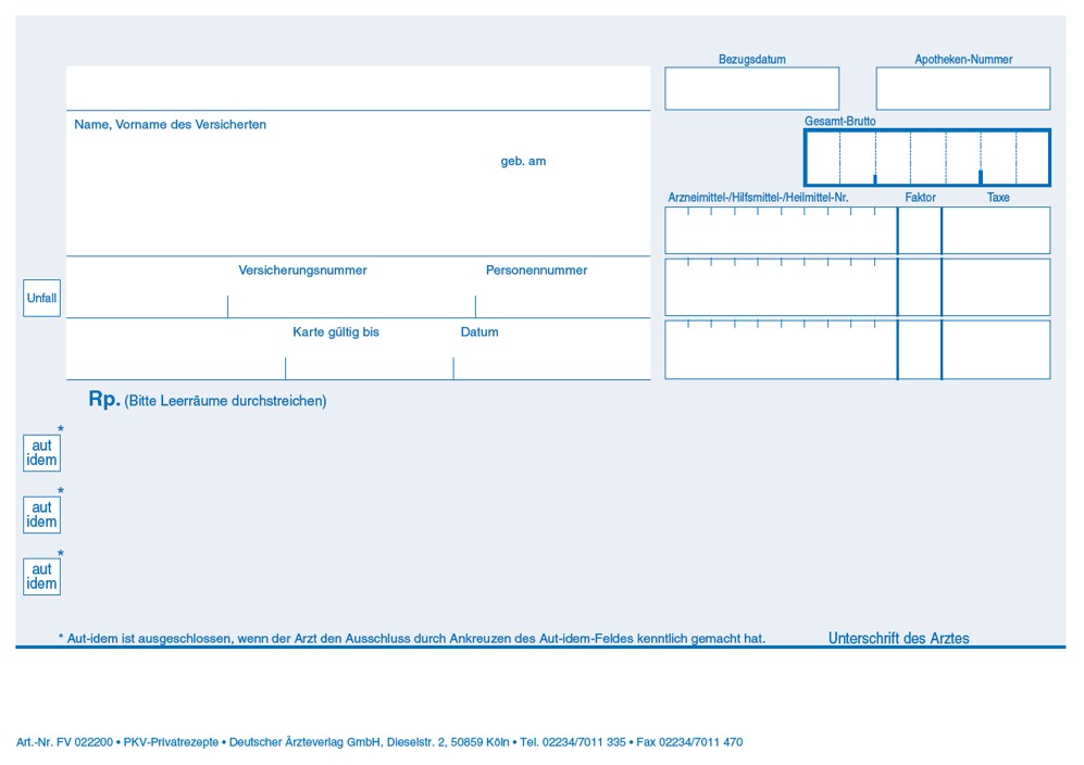 PKV-Privatrezepte DIN A6 (lose)